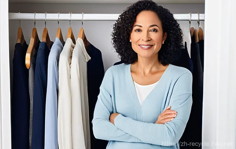 의류 리사이클링 브랜드 소개 - **"Sustainable Journey: From Bin to Boutique"**
    A split-scene image depicting two contrasting ye...